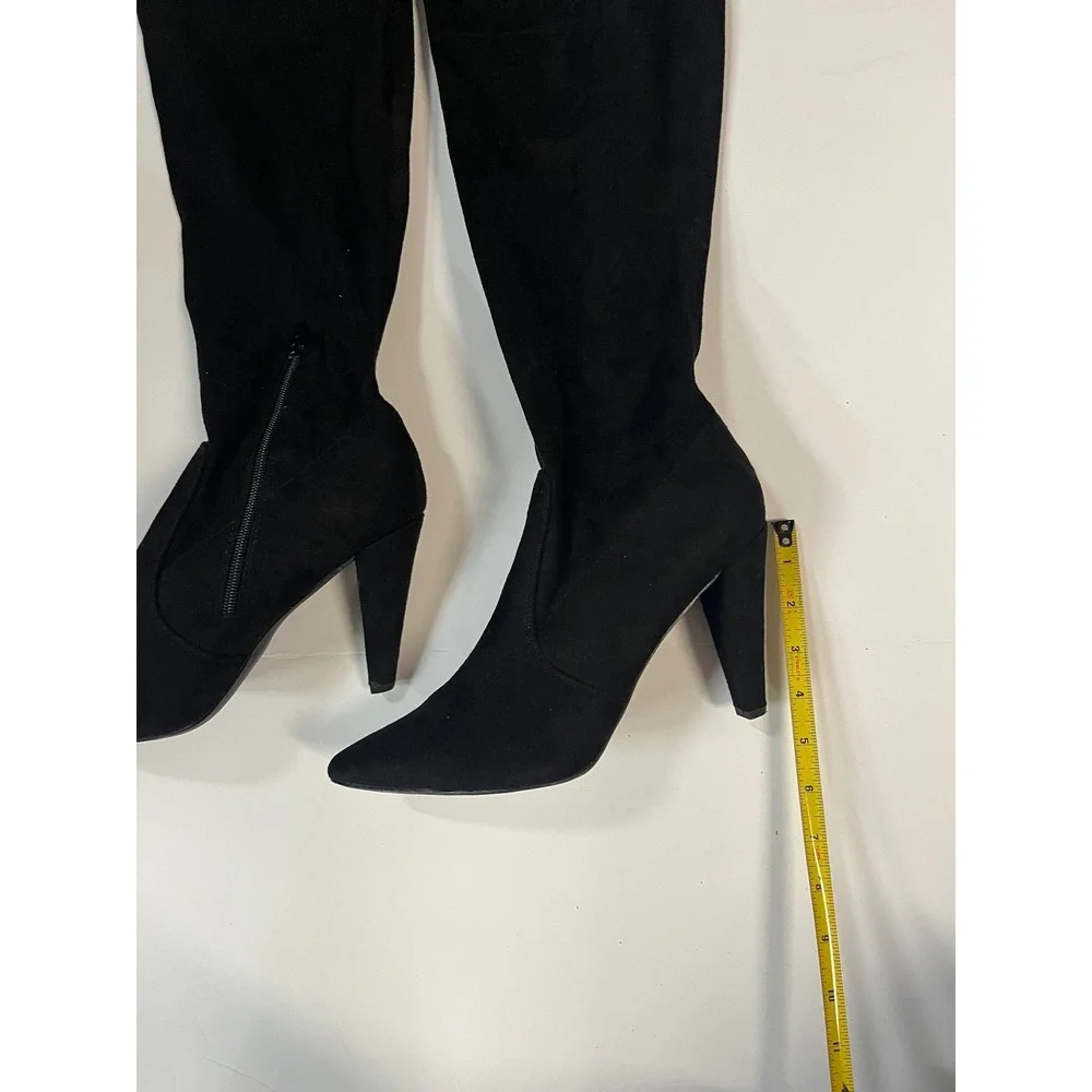 French Connection Womens Black Faux Suede Over The Knee Thigh High Boots Size 11